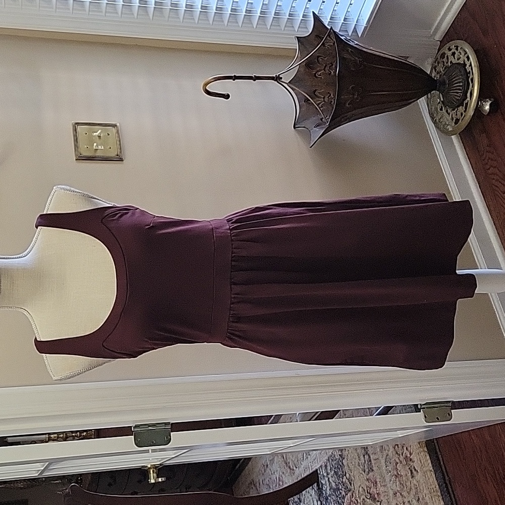 Cynthia Rowley plum razorback dress fitted waist Pockets Exposed zipper M EUC …